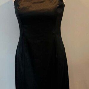White House Black Market Black Satin Strapless Cocktail Dress